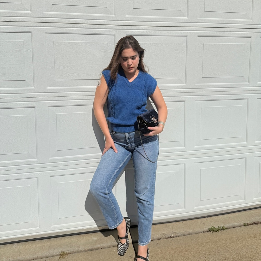 Cos Cob Vintage Blue Cable Knit Sweater Vest